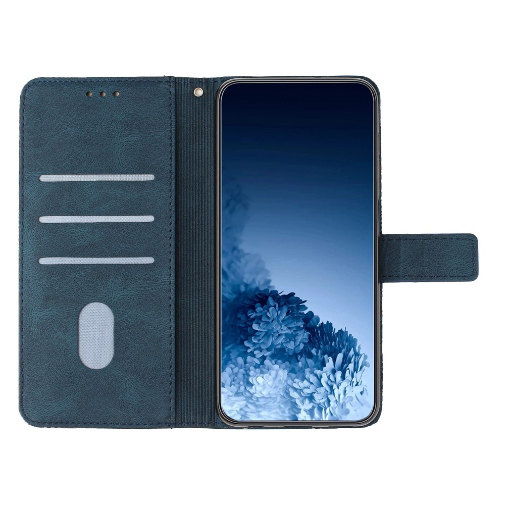 For Samsung Galaxy A23 4G (165.4 x 76.9 x 8.4mm) PU Leather Mandala Flower Imprinted Stand Wallet Phone Case with Strap - Blue-2