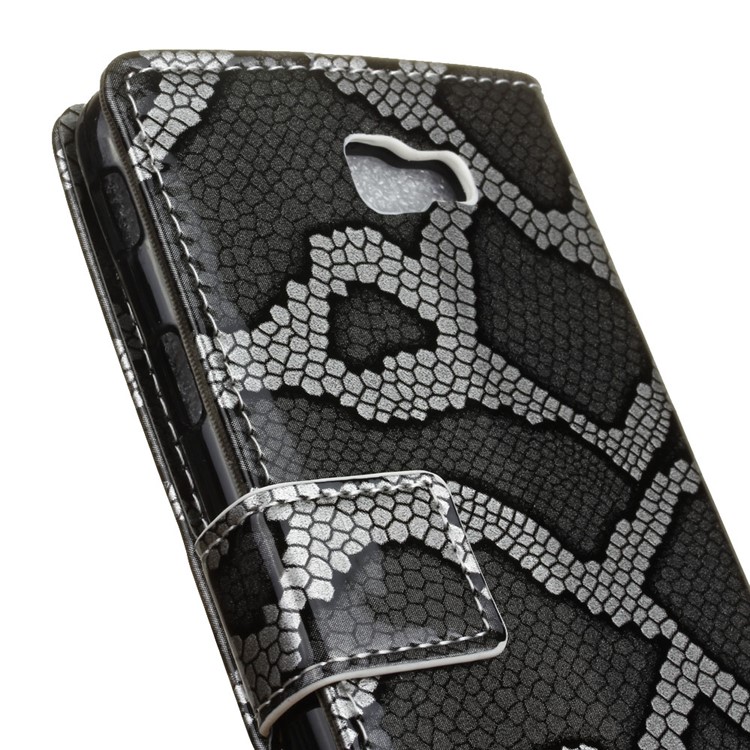 Snake Texture Wallet Leather Case for Samsung Galaxy On7 2016/J7 Prime - Grey-3