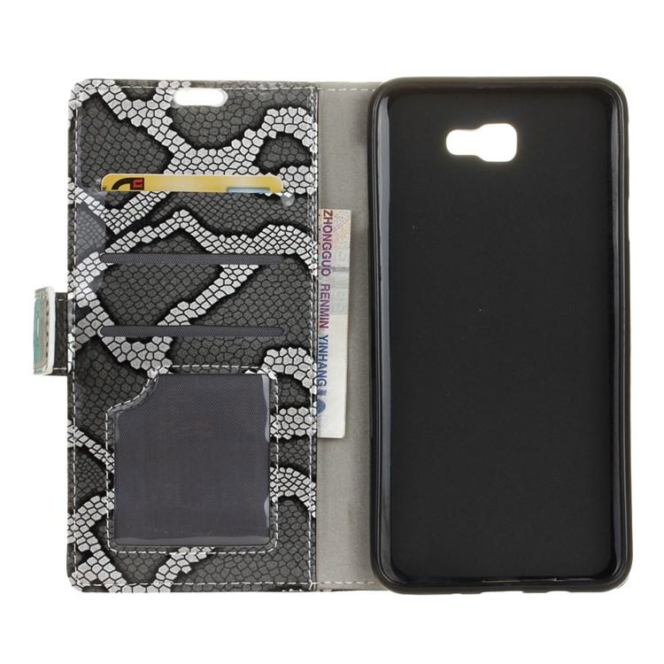 Snake Texture Wallet Leather Case for Samsung Galaxy On7 2016/J7 Prime - Grey-6