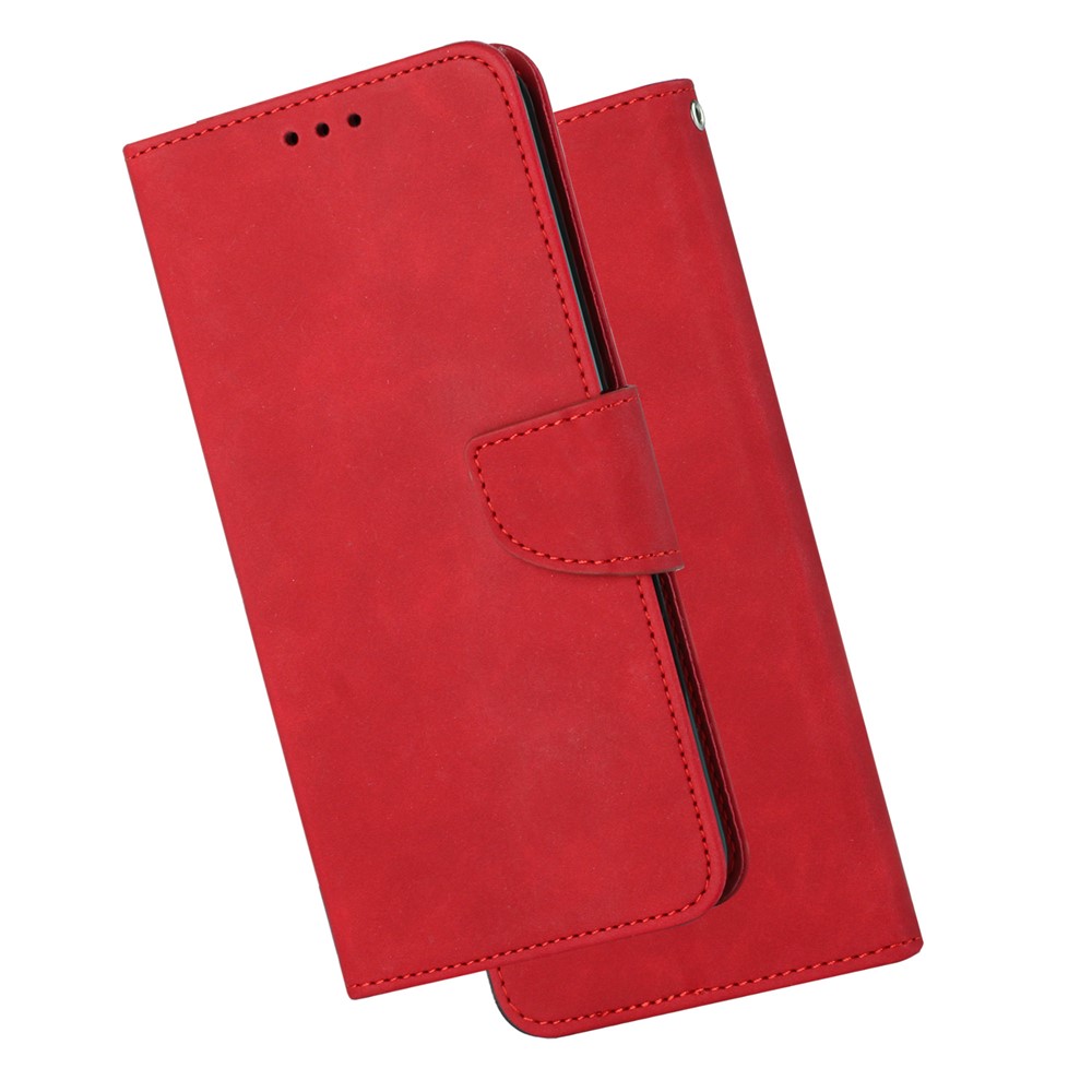 For Samsung Galaxy A23 4G (165.4 x 76.9 x 8.4mm) Solid Color Shockproof Leather Phone Case Viewing Stand Anti-scratch Full Protection Phone Cover - Red-10