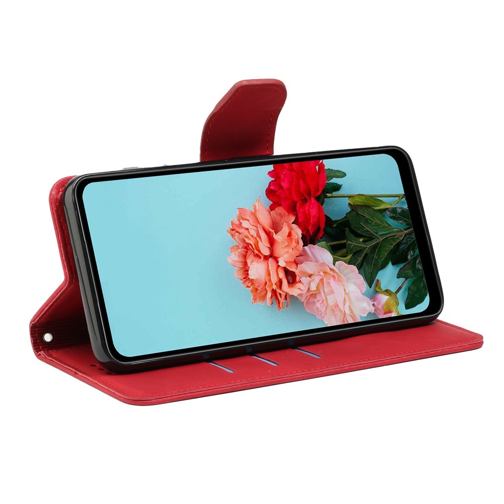 For Samsung Galaxy A23 4G (165.4 x 76.9 x 8.4mm) Solid Color Shockproof Leather Phone Case Viewing Stand Anti-scratch Full Protection Phone Cover - Red-3