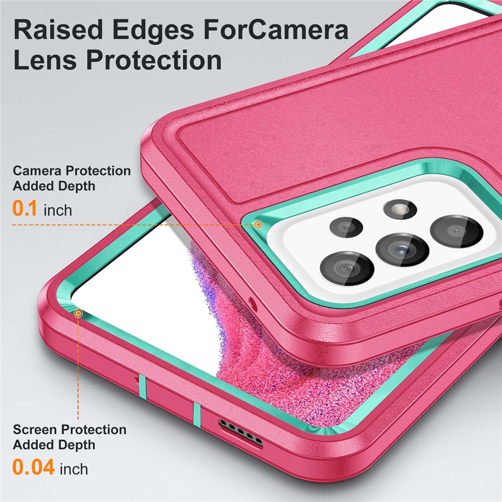 Defender Series Hard PC + Soft TPU Cover for Samsung Galaxy A53 5G, Kickstand Military Drop-proof Shockproof Phone Case - Rose/Light Cyan-4