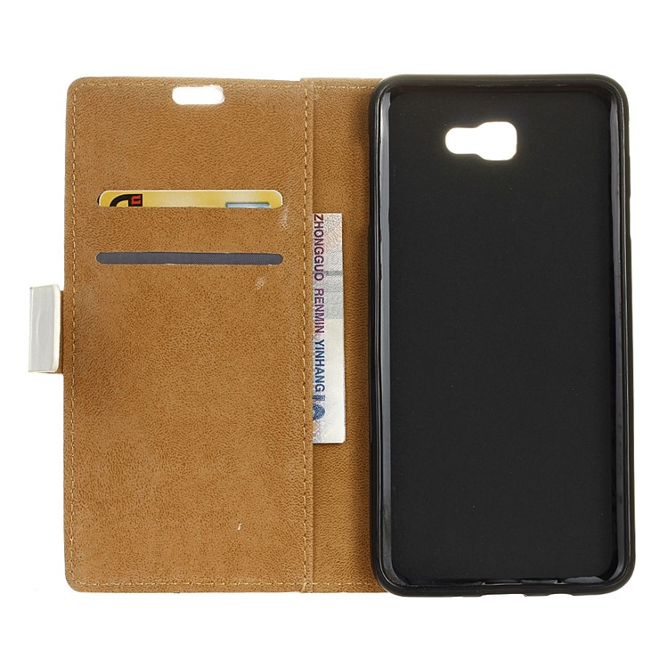 Wallet Leather Case for Samsung Galaxy On7 2016/J7 Prime - Cat and American Flag-6