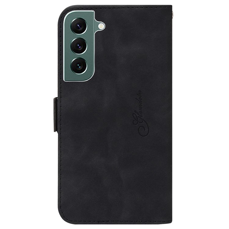For Samsung Galaxy S22+ 5G Geometric Lines Imprinted RFID Blocking Cell Phone Case Wallet Stand Drop-proof Magnetic Cover Shell - Black-11