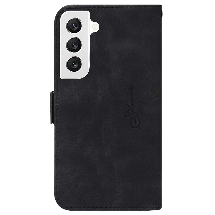 For Samsung Galaxy S22 5G RFID Blocking Geometric Lines Imprinted Cell Phone Case Wallet Stand Shockproof Magnetic Cover - Black-11