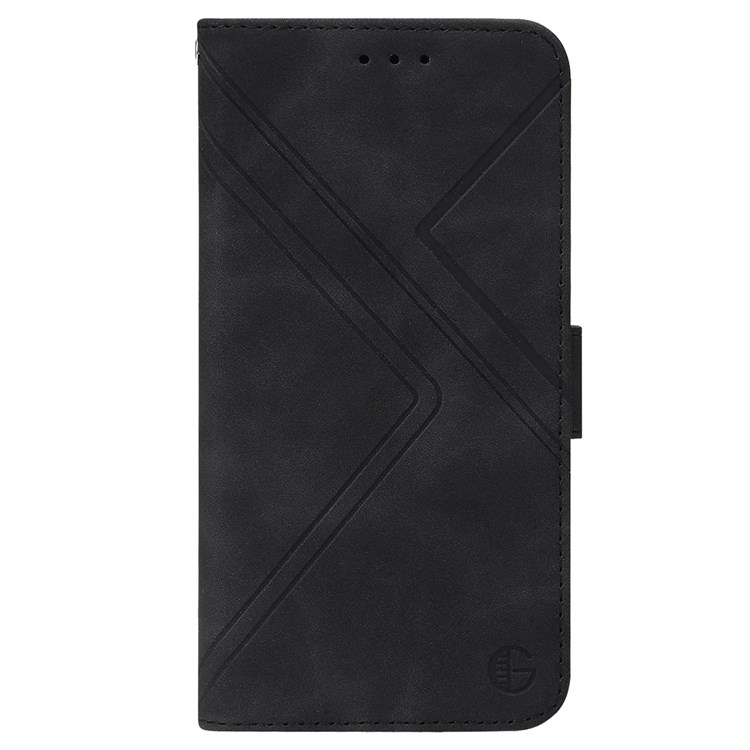 For Samsung Galaxy A23 4G (165.4 x 76.9 x 8.4mm) Folio Flip RFID Blocking Geometric Lines Imprinted Case Magnetic Wallet Style Phone Shell with Stand - Black-10