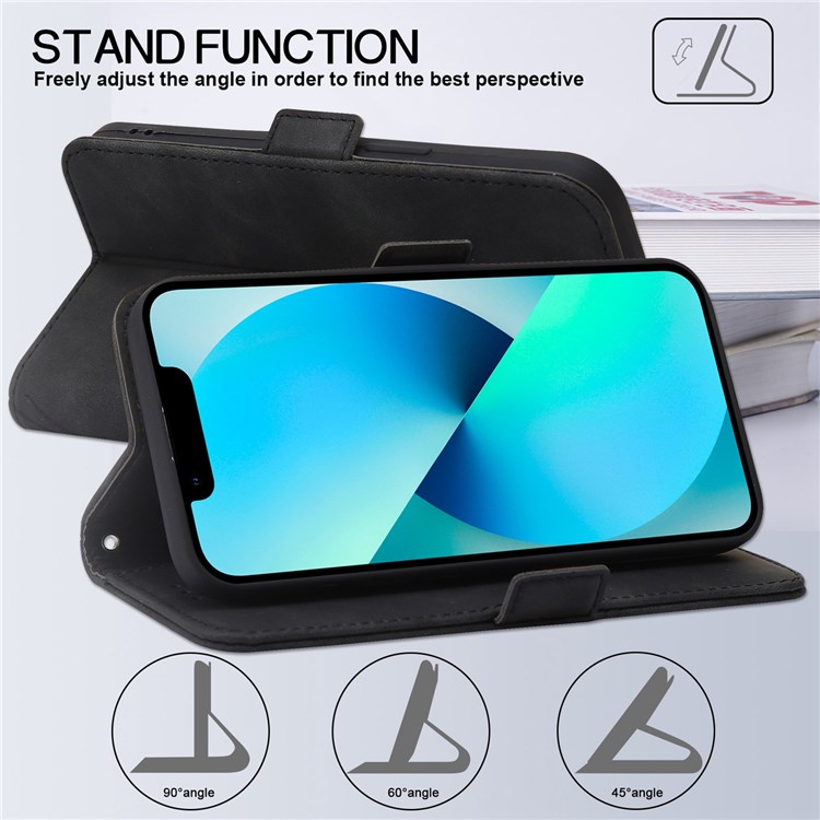 For Samsung Galaxy A23 4G (165.4 x 76.9 x 8.4mm) Folio Flip RFID Blocking Geometric Lines Imprinted Case Magnetic Wallet Style Phone Shell with Stand - Black-3