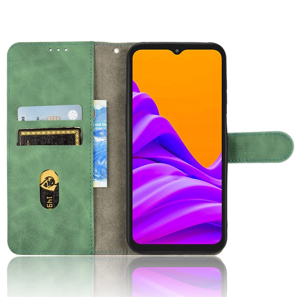 For Samsung Galaxy Xcover Pro 2 Skin-touch Feeling Stand Phone Case PU Leather Magnetic Wallet Cover with Strap - Green-2
