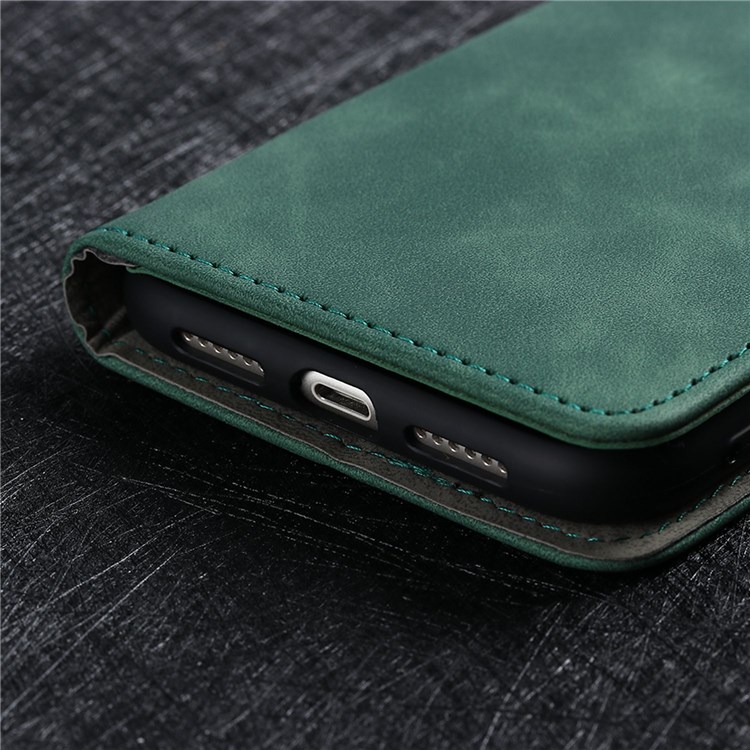 For Samsung Galaxy Xcover Pro 2 Skin-touch Feeling Stand Phone Case PU Leather Magnetic Wallet Cover with Strap - Green-6