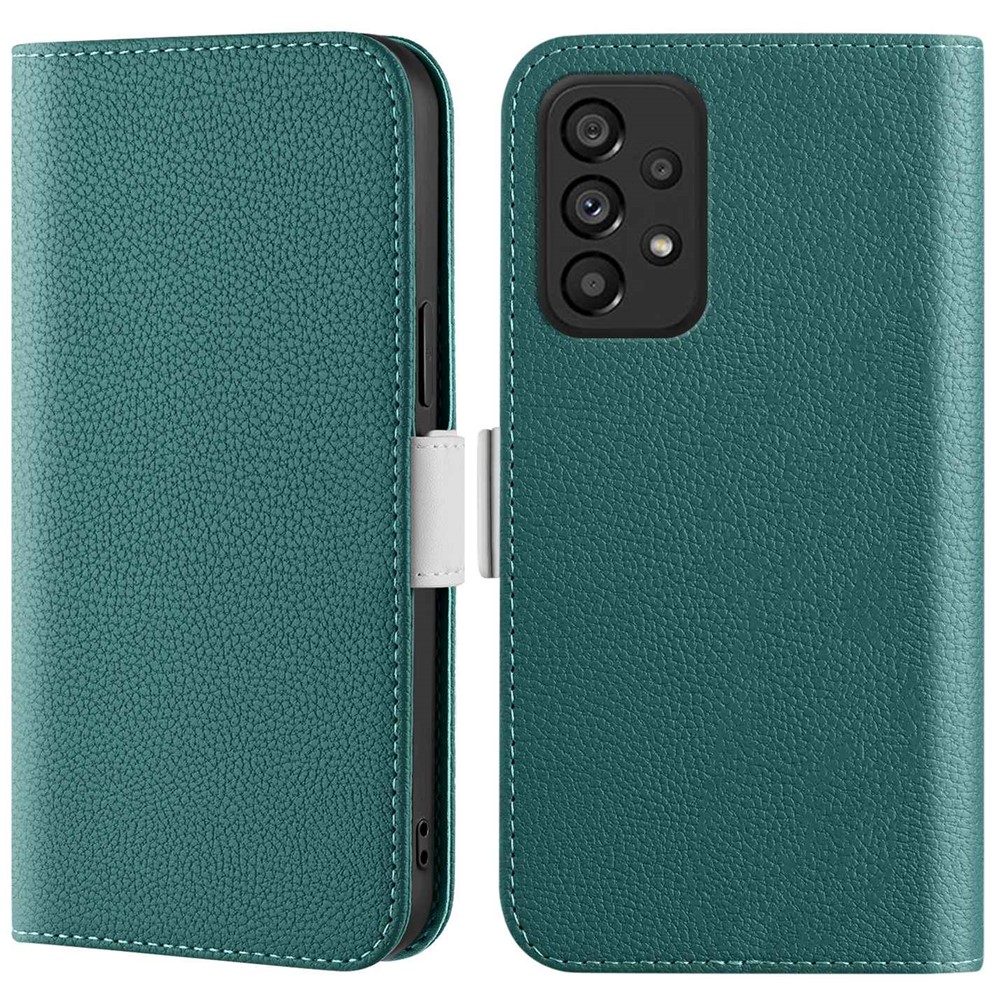 Phone Case for Samsung Galaxy A52 4G/5G/A52s 5G, Candy Color Wallet Style Litchi Texture Anti-wear Leather Magnetic Shell with Stand - Green-1
