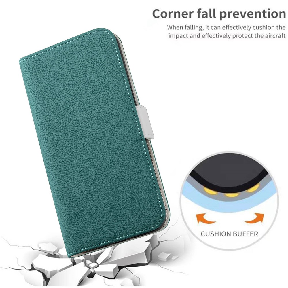 Phone Case for Samsung Galaxy A52 4G/5G/A52s 5G, Candy Color Wallet Style Litchi Texture Anti-wear Leather Magnetic Shell with Stand - Green-9