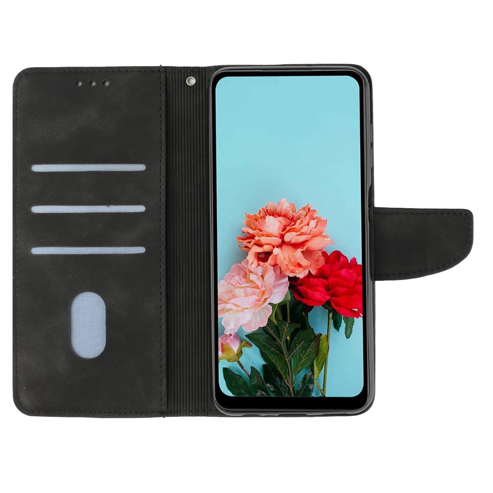For Samsung Galaxy A12 Anti-drop Full Coverage Phone Case with Magnetic Clasp Solid Color Scratch-resistant PU Leather Phone Wallet Cover Stand - Black-2