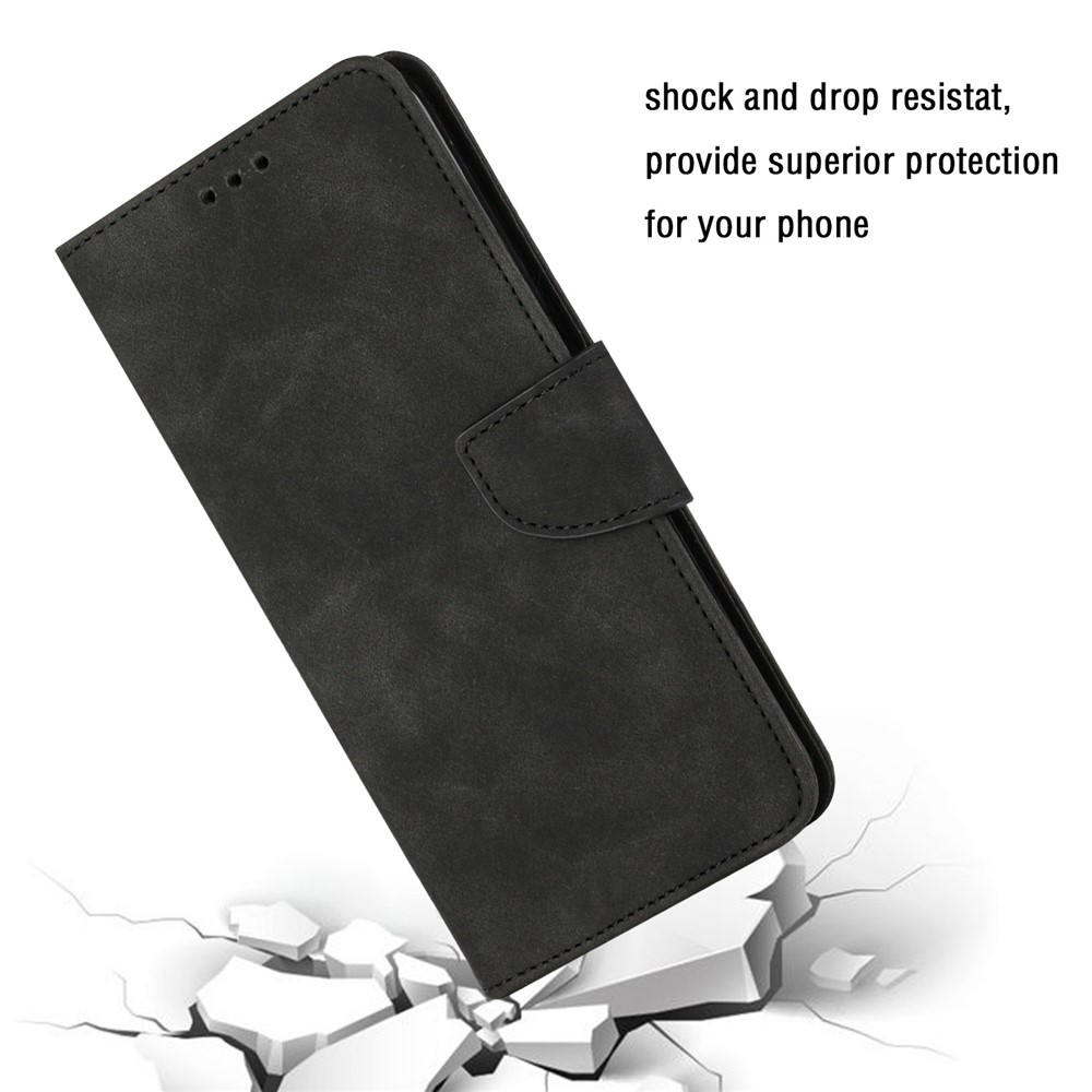 For Samsung Galaxy A12 Anti-drop Full Coverage Phone Case with Magnetic Clasp Solid Color Scratch-resistant PU Leather Phone Wallet Cover Stand - Black-5