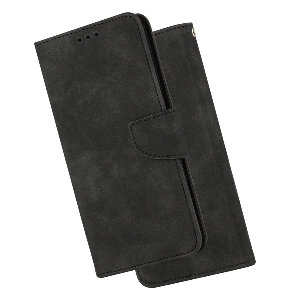For Samsung Galaxy A12 Anti-drop Full Coverage Phone Case with Magnetic Clasp Solid Color Scratch-resistant PU Leather Phone Wallet Cover Stand - Black-6