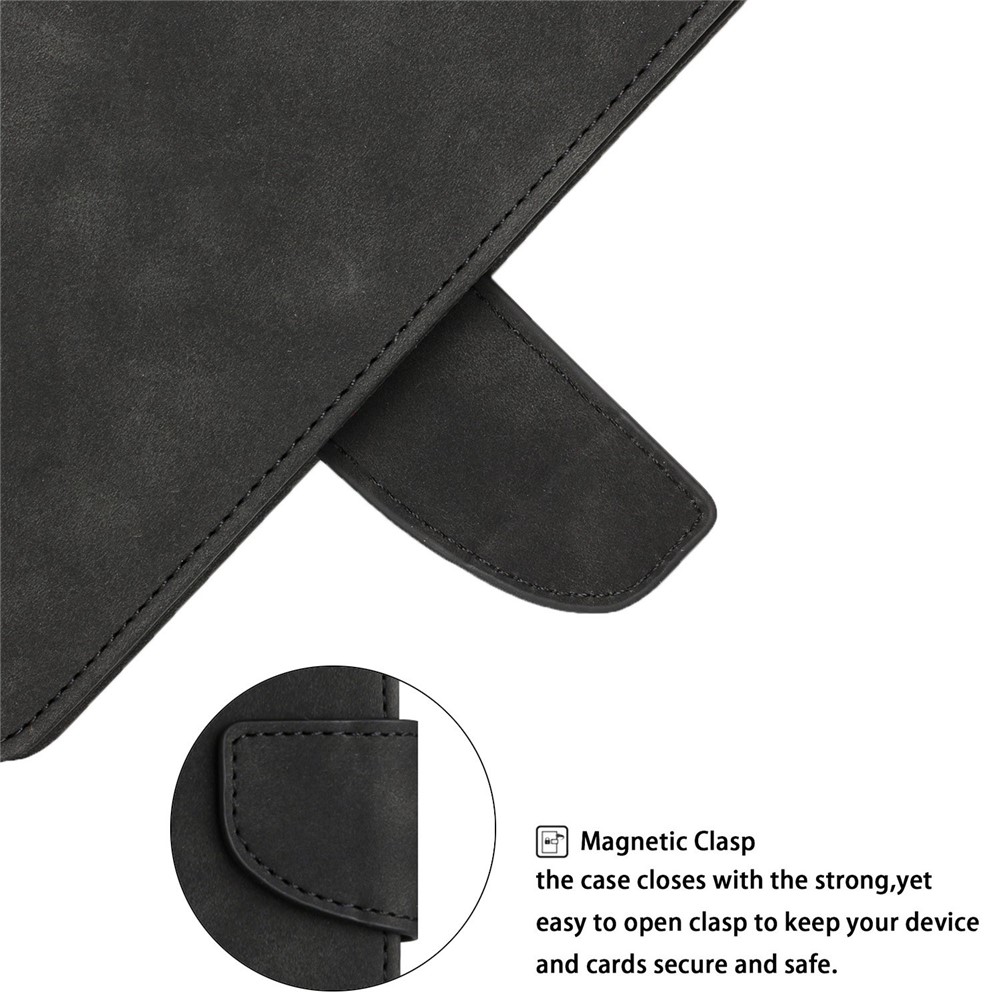 For Samsung Galaxy A12 Anti-drop Full Coverage Phone Case with Magnetic Clasp Solid Color Scratch-resistant PU Leather Phone Wallet Cover Stand - Black-7