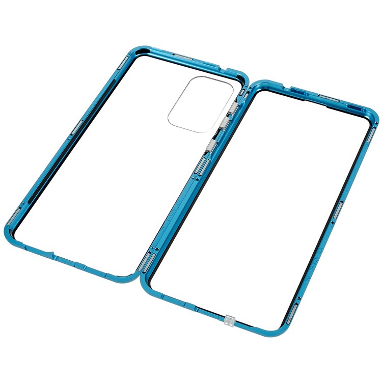 For Samsung Galaxy A33 5G Full Protection Phone Case Double-Sided Tempered Glass + Metal Frame Magnetic Closure Cover - Blue-8