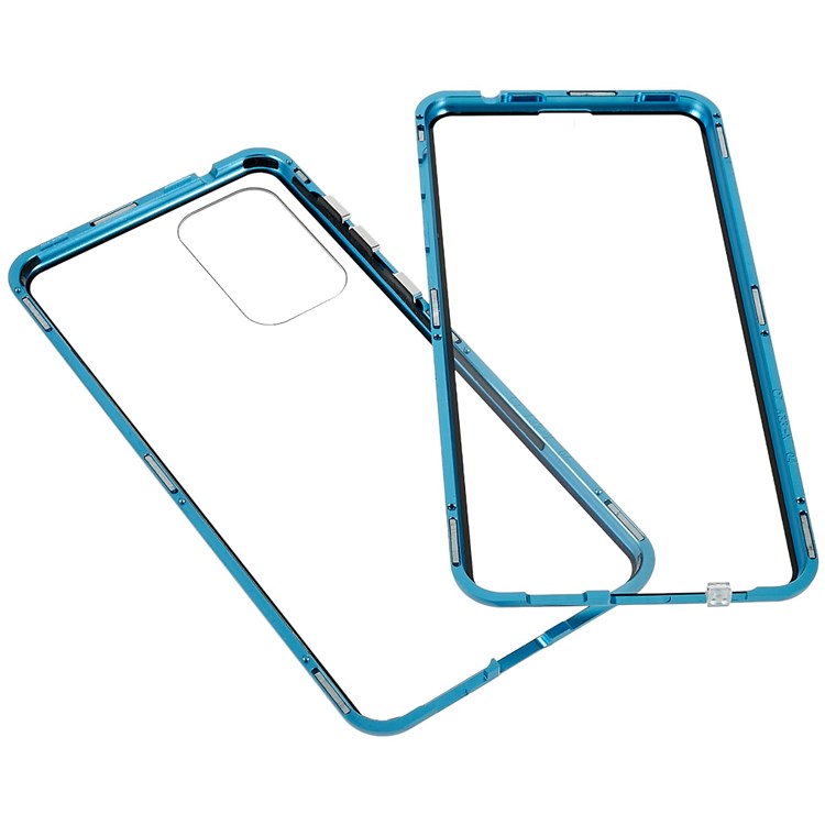 For Samsung Galaxy A33 5G Full Protection Phone Case Double-Sided Tempered Glass + Metal Frame Magnetic Closure Cover - Blue-9