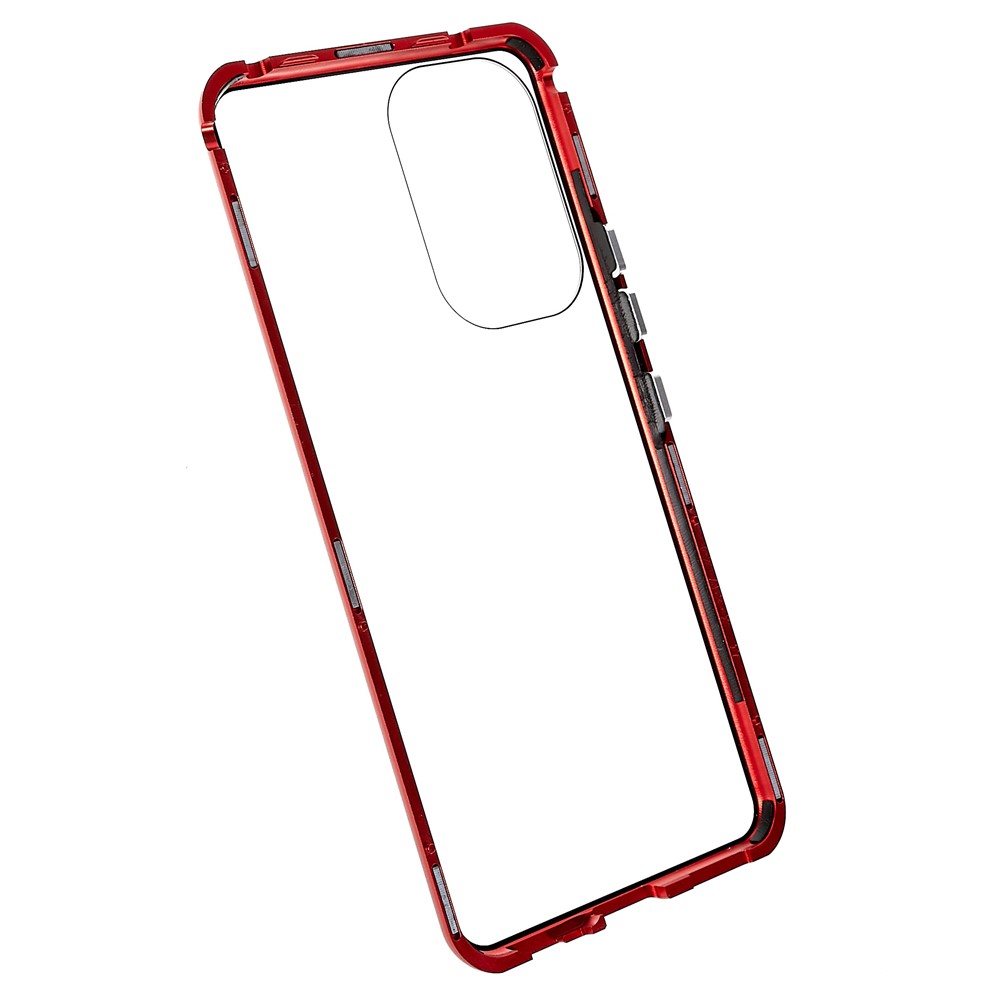For Samsung Galaxy A53 5G Double-Sided Tempered Glass + Metal Frame Phone Case Full Coverage Magnetic Absorption Cover - Red-10