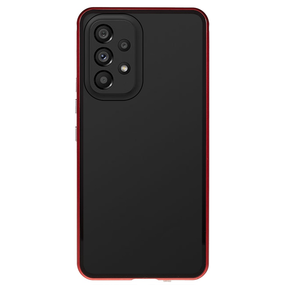 For Samsung Galaxy A53 5G Double-Sided Tempered Glass + Metal Frame Phone Case Full Coverage Magnetic Absorption Cover - Red-2