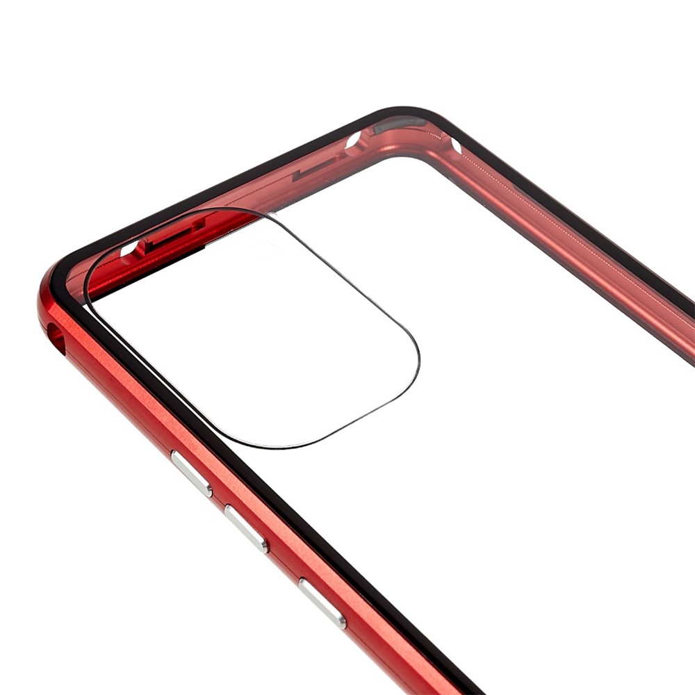For Samsung Galaxy A53 5G Double-Sided Tempered Glass + Metal Frame Phone Case Full Coverage Magnetic Absorption Cover - Red-7