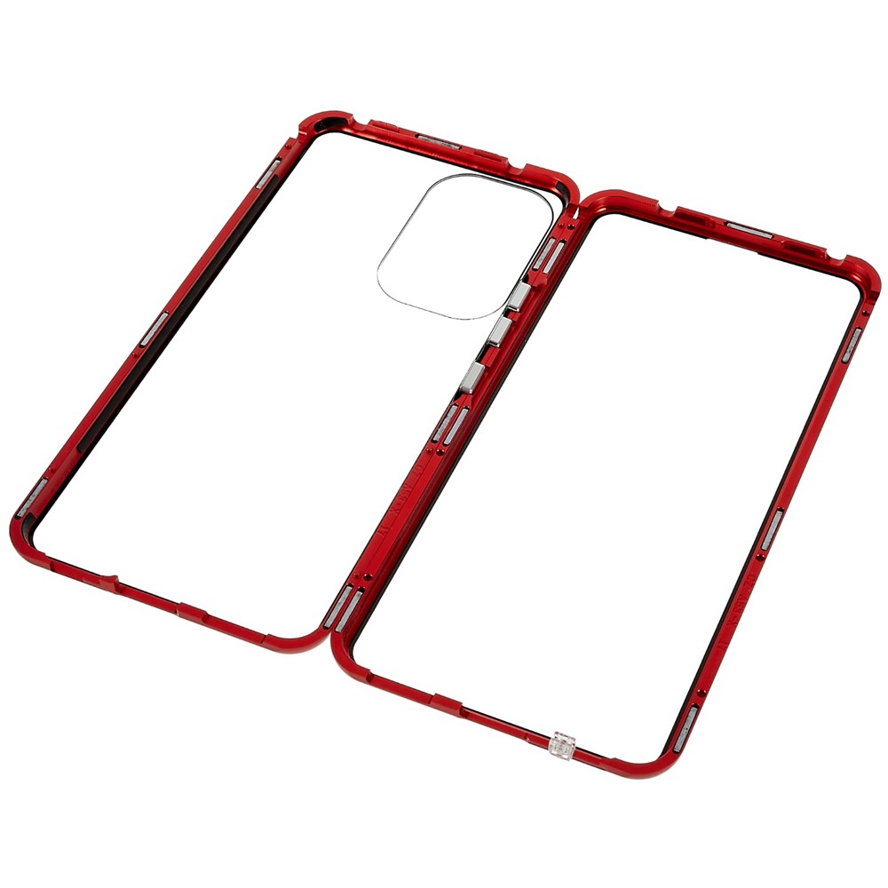 For Samsung Galaxy A53 5G Double-Sided Tempered Glass + Metal Frame Phone Case Full Coverage Magnetic Absorption Cover - Red-8