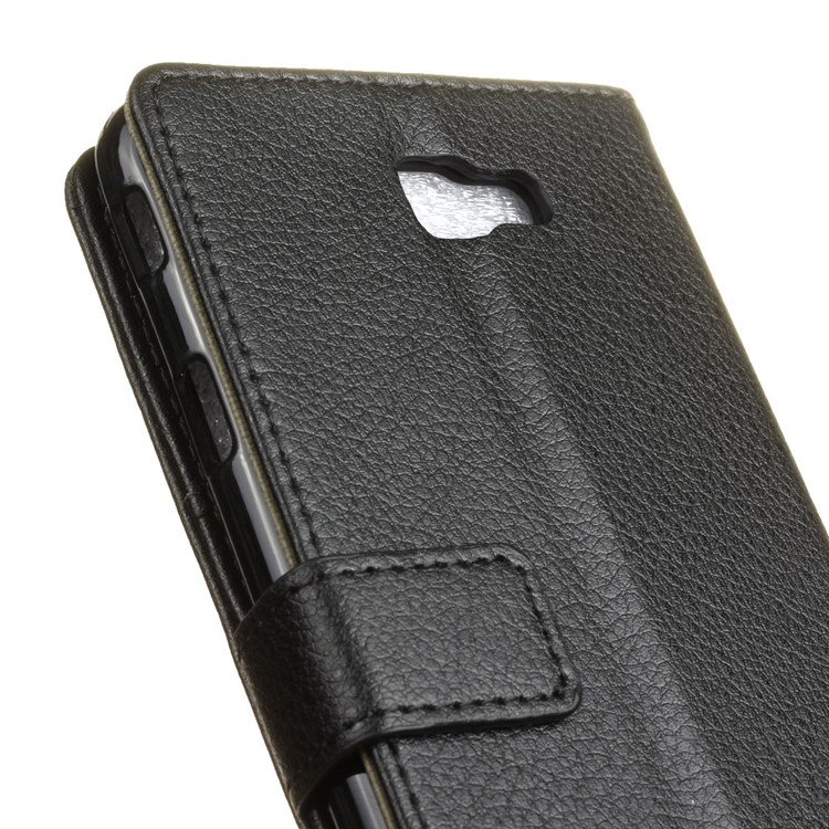 Litchi Texture Leather Wallet Stand Case for Samsung Galaxy J5 Prime - Black-3