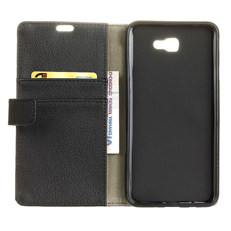 Litchi Texture Leather Wallet Stand Case for Samsung Galaxy J5 Prime - Black-4