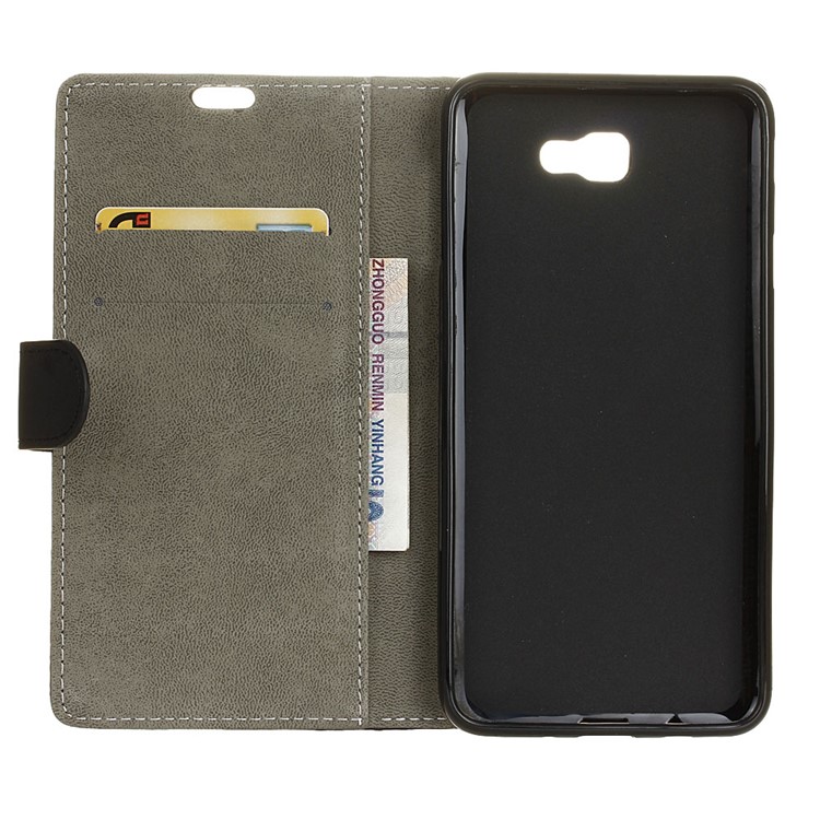 PU Leather Wallet Protection Case for Samsung Galaxy J5 Prime/On5 2016 - Black-4