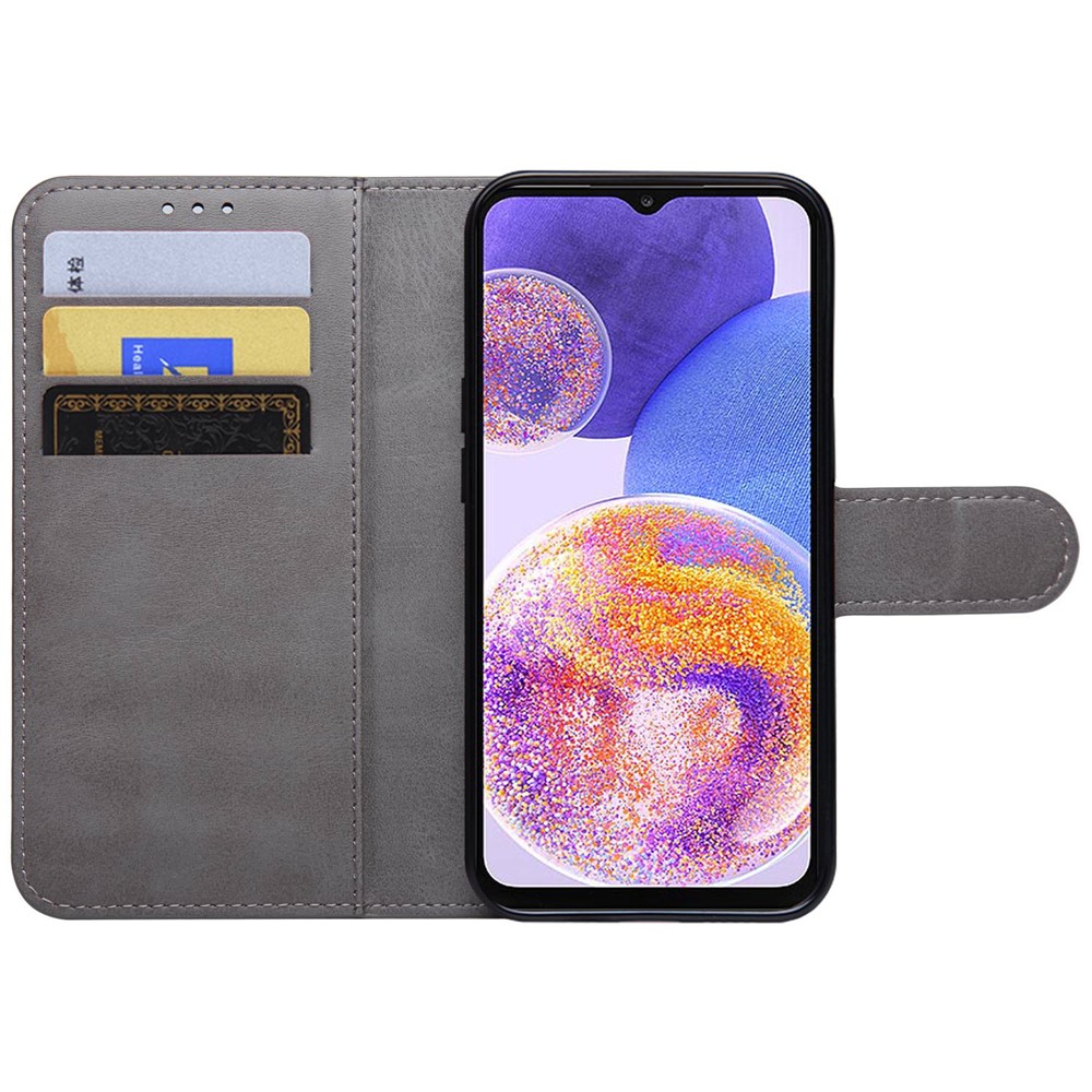 For Samsung Galaxy A23 5G Flip Folio Wallet Case PU Leather Stand Magnetic Clasp Shockproof Cover - Grey-2