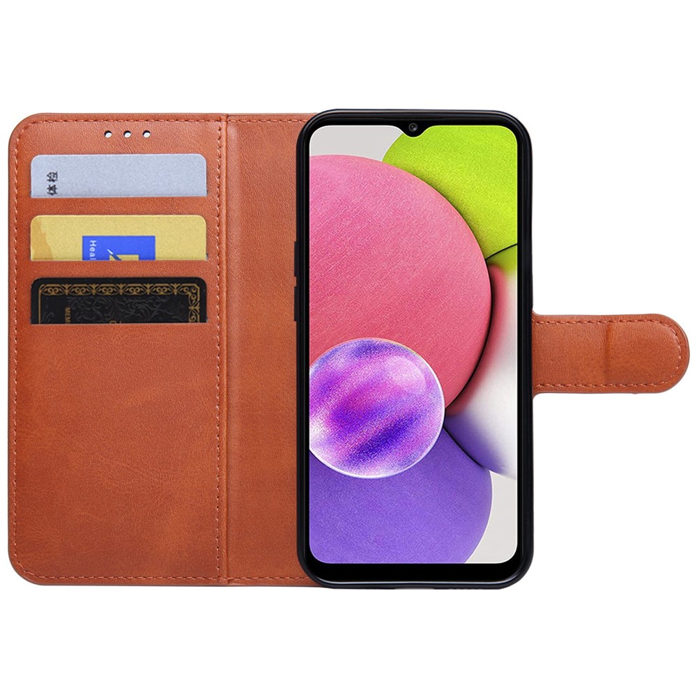 For Samsung Galaxy A13 5G PU Leather Wallet Flip Phone Case Stand Function Inner TPU Anti-Scratch Full Body Protective Cover - Brown-2