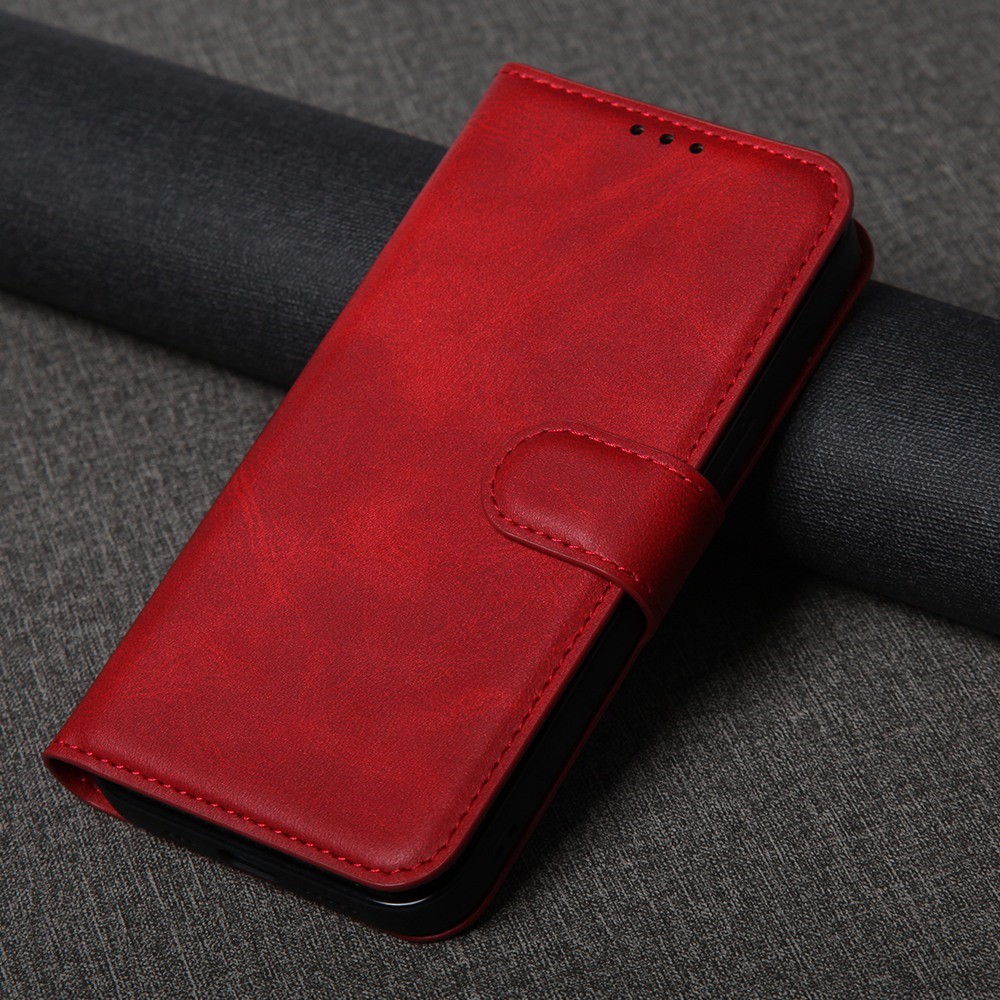 For Samsung Galaxy A33 5G PU Leather Wallet Flip Cover Magnetic Closure Stand Folio Phone Case - Red-5