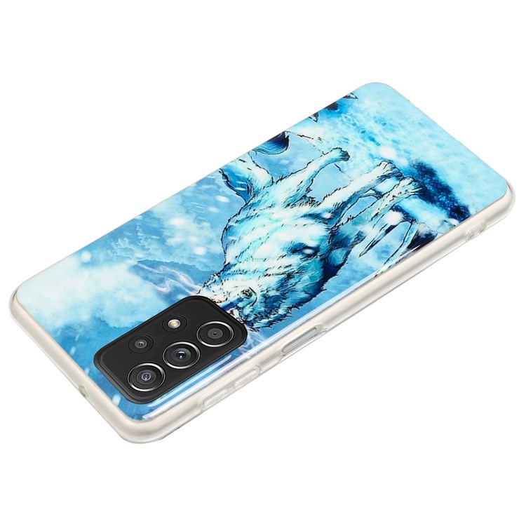 For Samsung Galaxy A53 5G 2.0mm Thickened TPU Phone Case IMD Shell Pattern Drop-proof Back Cover - Snow Wolf-2