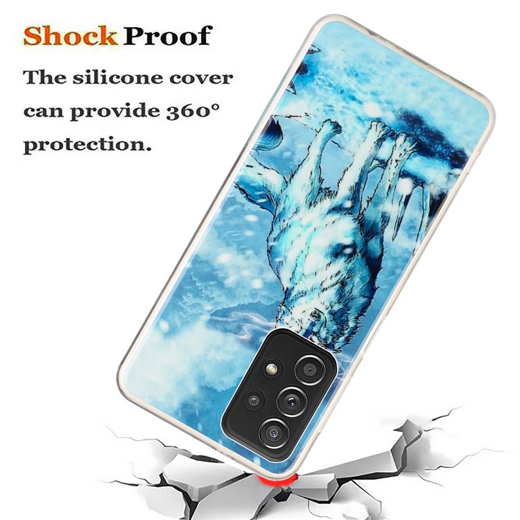 For Samsung Galaxy A33 5G IMD Shell Pattern Soft TPU Phone Case 2.0mm Thickened Drop-proof Cover - Snow Wolf-3