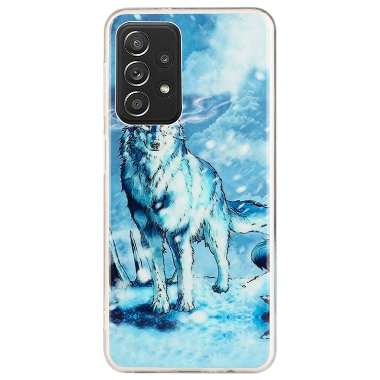 For Samsung Galaxy A52 5G / 4G / A52s 5G Drop-proof Shell Pattern IMD Lightweight Anti-fall Phone Case 2.0mm Thickened TPU Anti-Scratch Protective Cover - Snow Wolf-1