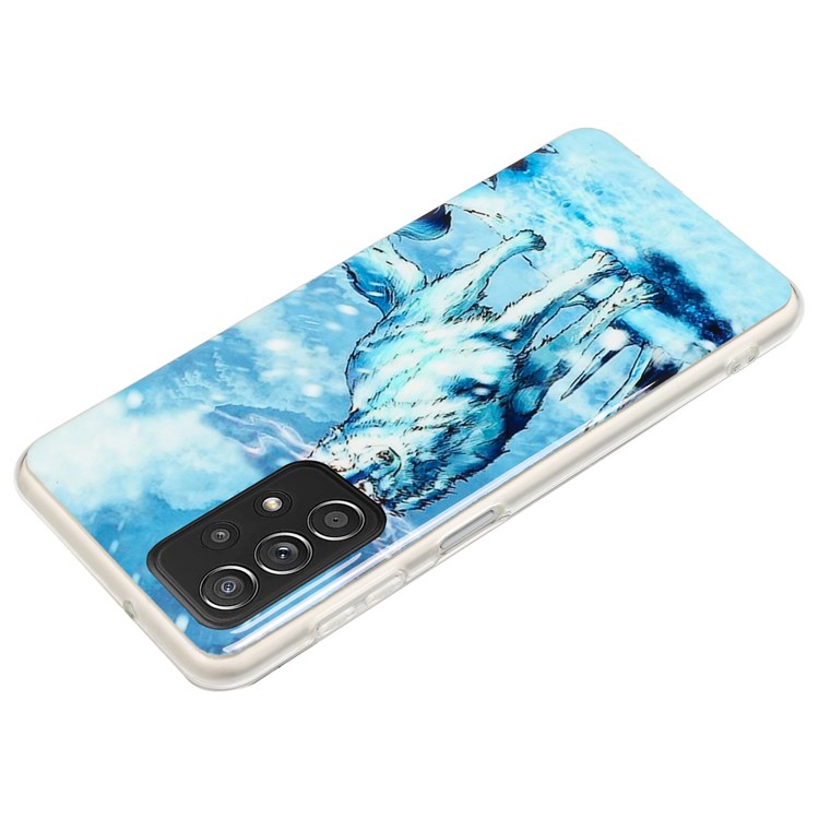 For Samsung Galaxy A52 5G / 4G / A52s 5G Drop-proof Shell Pattern IMD Lightweight Anti-fall Phone Case 2.0mm Thickened TPU Anti-Scratch Protective Cover - Snow Wolf-2