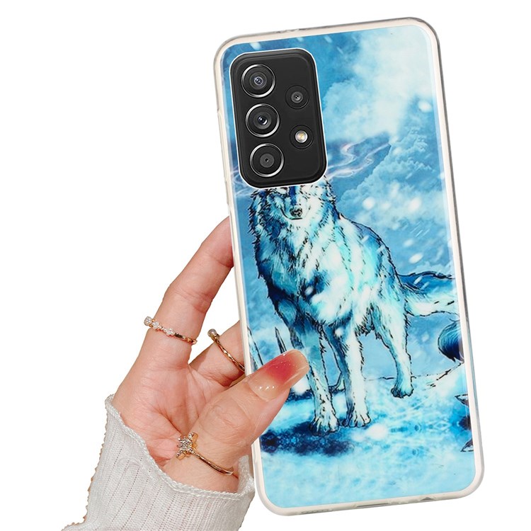 For Samsung Galaxy A52 5G / 4G / A52s 5G Drop-proof Shell Pattern IMD Lightweight Anti-fall Phone Case 2.0mm Thickened TPU Anti-Scratch Protective Cover - Snow Wolf-4