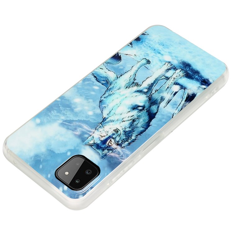 For Samsung Galaxy A22 5G (EU Version) Drop-proof Shell Pattern IMD Ultra Slim Phone Case 2.0mm Thickened TPU Anti-Scratch Protective Cover - Snow Wolf-2