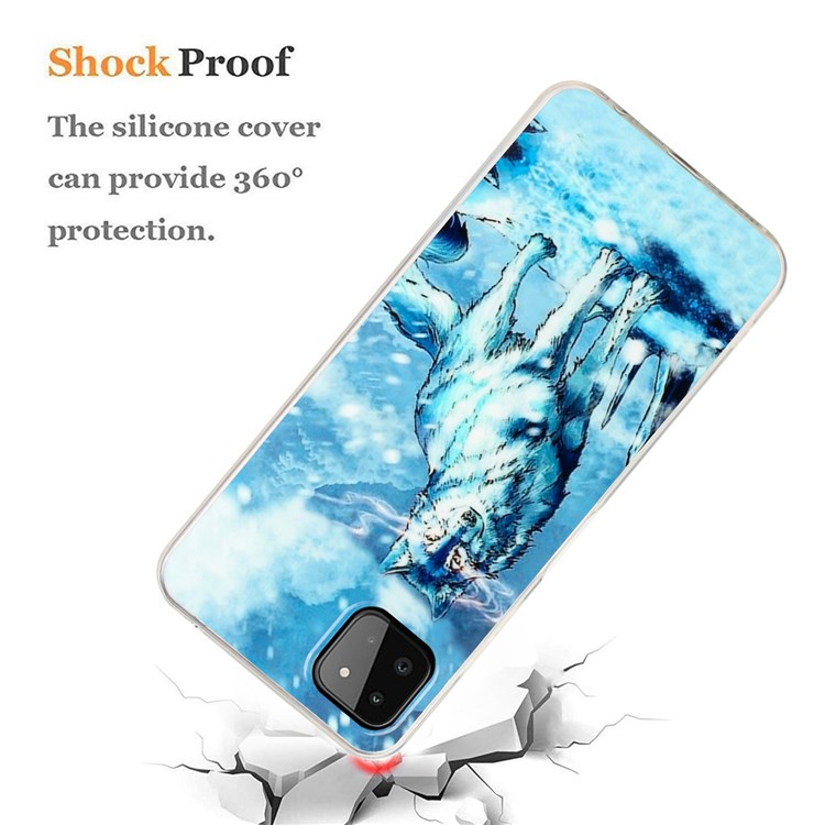For Samsung Galaxy A22 5G (EU Version) Drop-proof Shell Pattern IMD Ultra Slim Phone Case 2.0mm Thickened TPU Anti-Scratch Protective Cover - Snow Wolf-3