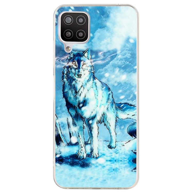 For Samsung Galaxy A22 4G (EU Version) Anti-fall Shell Pattern IMD Phone Case 2.0mm Thickened TPU Anti-Scratch Protective Cover - Snow Wolf-1