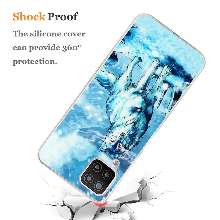 For Samsung Galaxy A22 4G (EU Version) Anti-fall Shell Pattern IMD Phone Case 2.0mm Thickened TPU Anti-Scratch Protective Cover - Snow Wolf-3