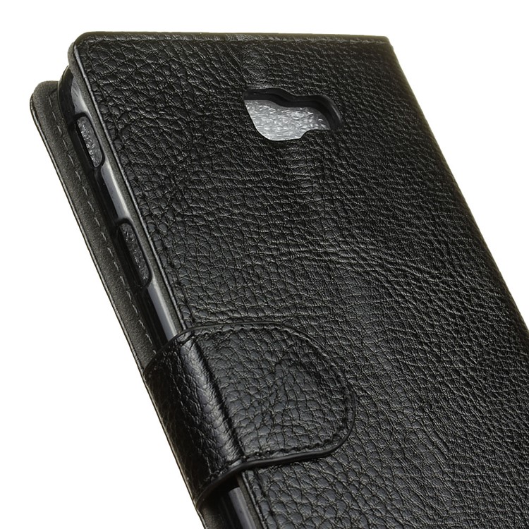 Litchi Skin Leather Wallet Case for Samsung Samsung Galaxy On7 2016/J7 Prime - Black-3