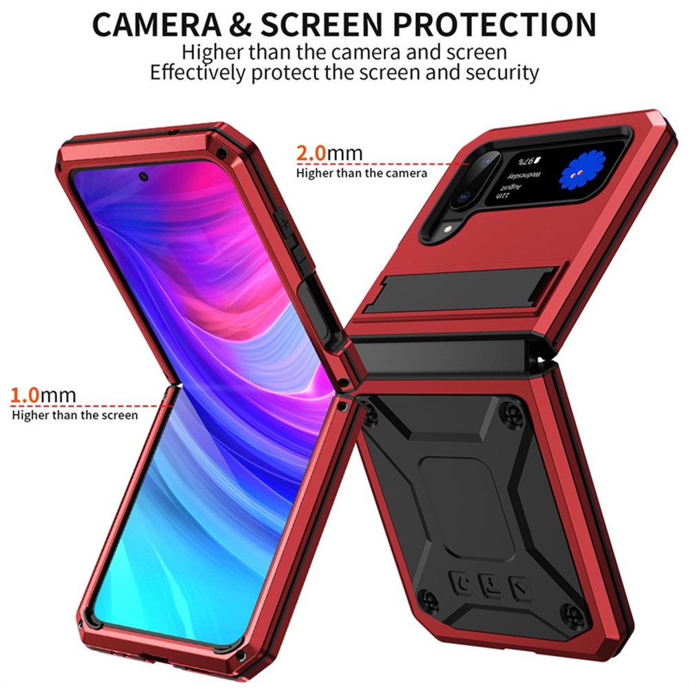 For Samsung Galaxy Z Flip4 5G Phone Case Metal + Silicone + PC Dust-proof Drop-proof Anti-wear Back Cover with Magnetic Kickstand - Red-4
