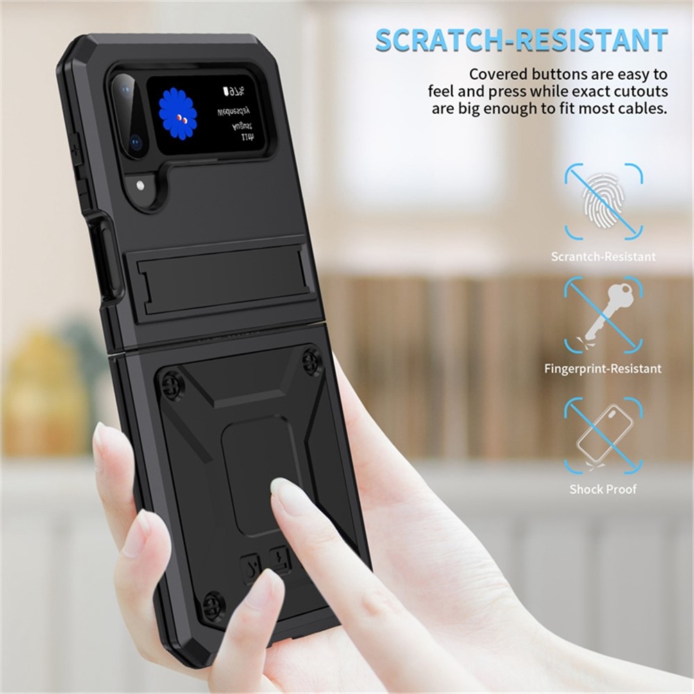 For Samsung Galaxy Z Flip3 5G Dust-proof Drop-proof Phone Case Metal + Silicone + PC Cover with Magnetic Kickstand - Black-5