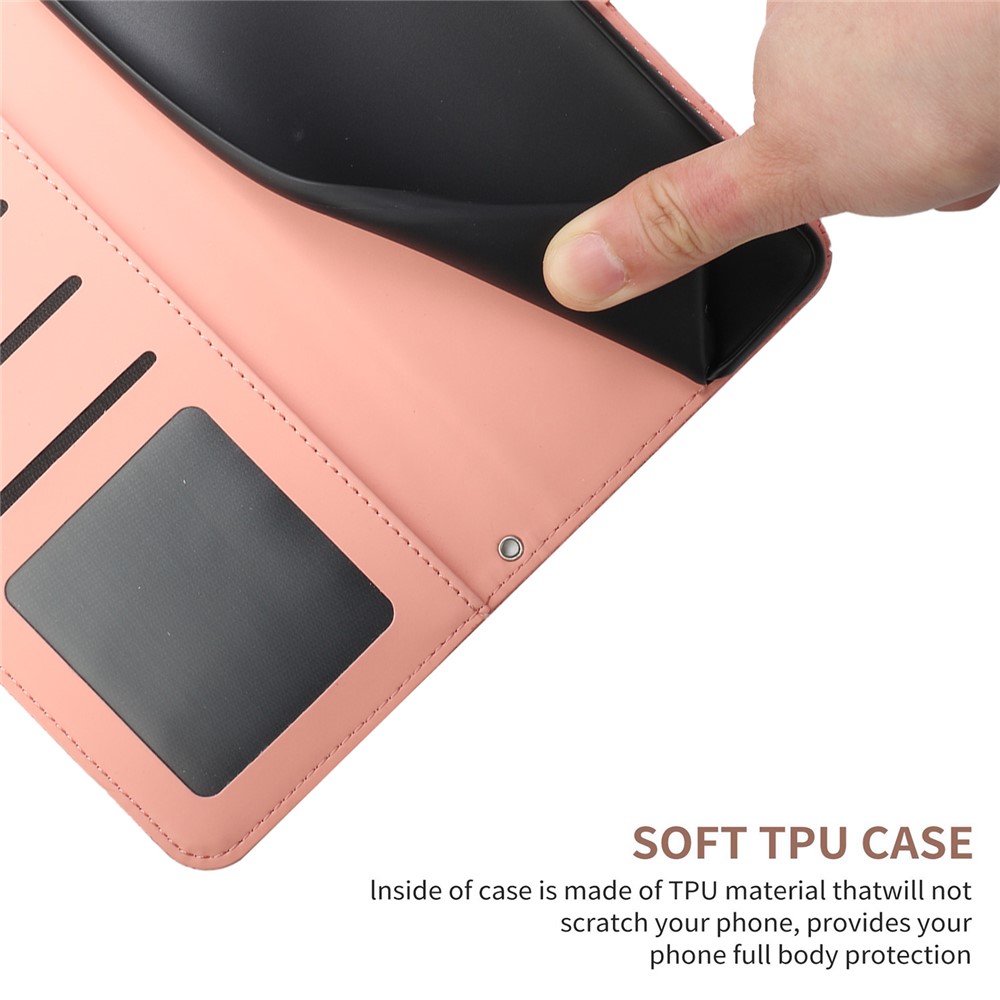 For Samsung Galaxy S22 Ultra 5G Butterfly Flowers Imprinting PU Leather TPU Case Rhinestone Decor Phone Cover with Wallet Stand and Shoulder Strap - Pink-6