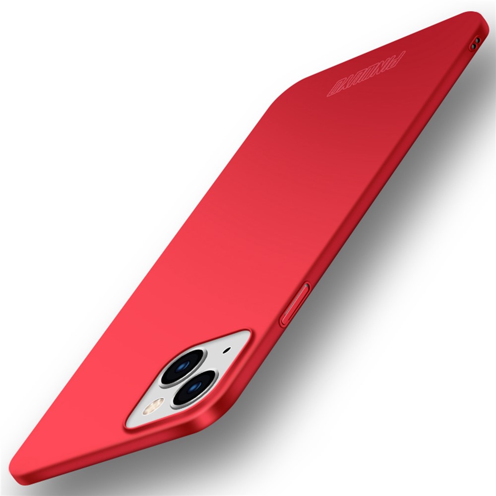 PINWUYO PC Series for iPhone 13 mini 5.4 inch Slim Thin Case Matte Hard PC Phone Cover with Magnetic Ring Holder - Red