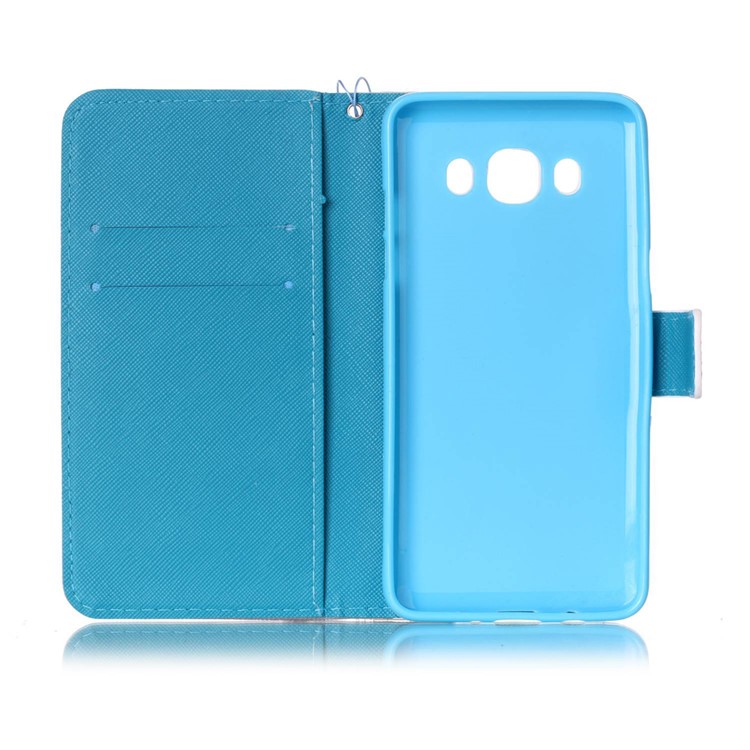 Patterned Leather Wallet Case with Hand Strap for Samsung Galaxy J5 (2016) SM-J510 - Blue Butterflies-8