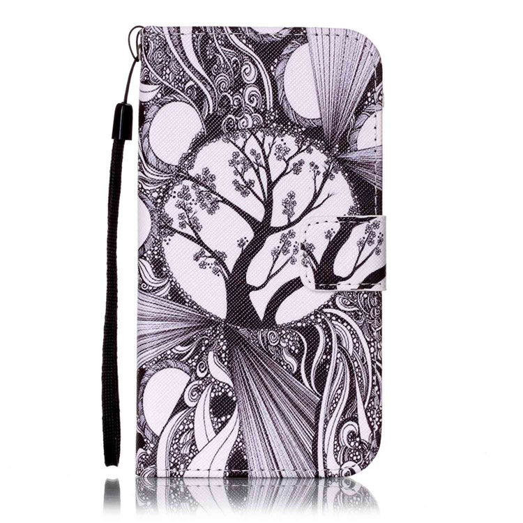 Pattern Printing Leather Wallet Stand Case for Samsung Galaxy J3 (2016) / J3 - Abstract Tree Pattern-2
