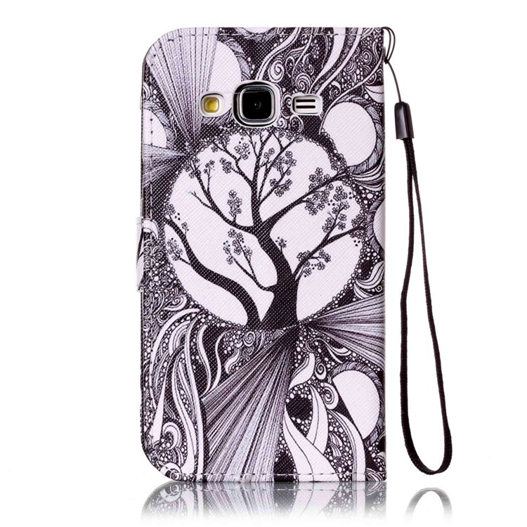 Pattern Printing Leather Wallet Stand Case for Samsung Galaxy J3 (2016) / J3 - Abstract Tree Pattern-3