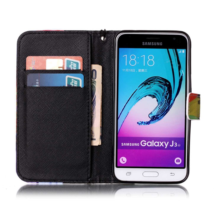 Pattern Printing Leather Wallet Stand Case for Samsung Galaxy J3 (2016) / J3 - Abstract Tree Pattern-7
