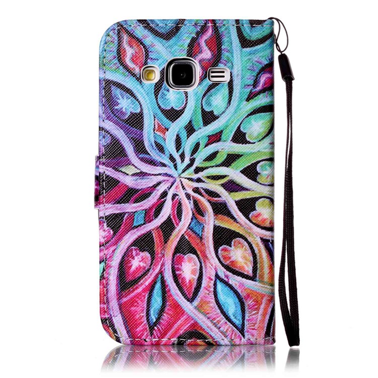 Pattern Printing Leather Card Holder Case for Samsung Galaxy J3 (2016) / J3 - Hearts and Vines-3